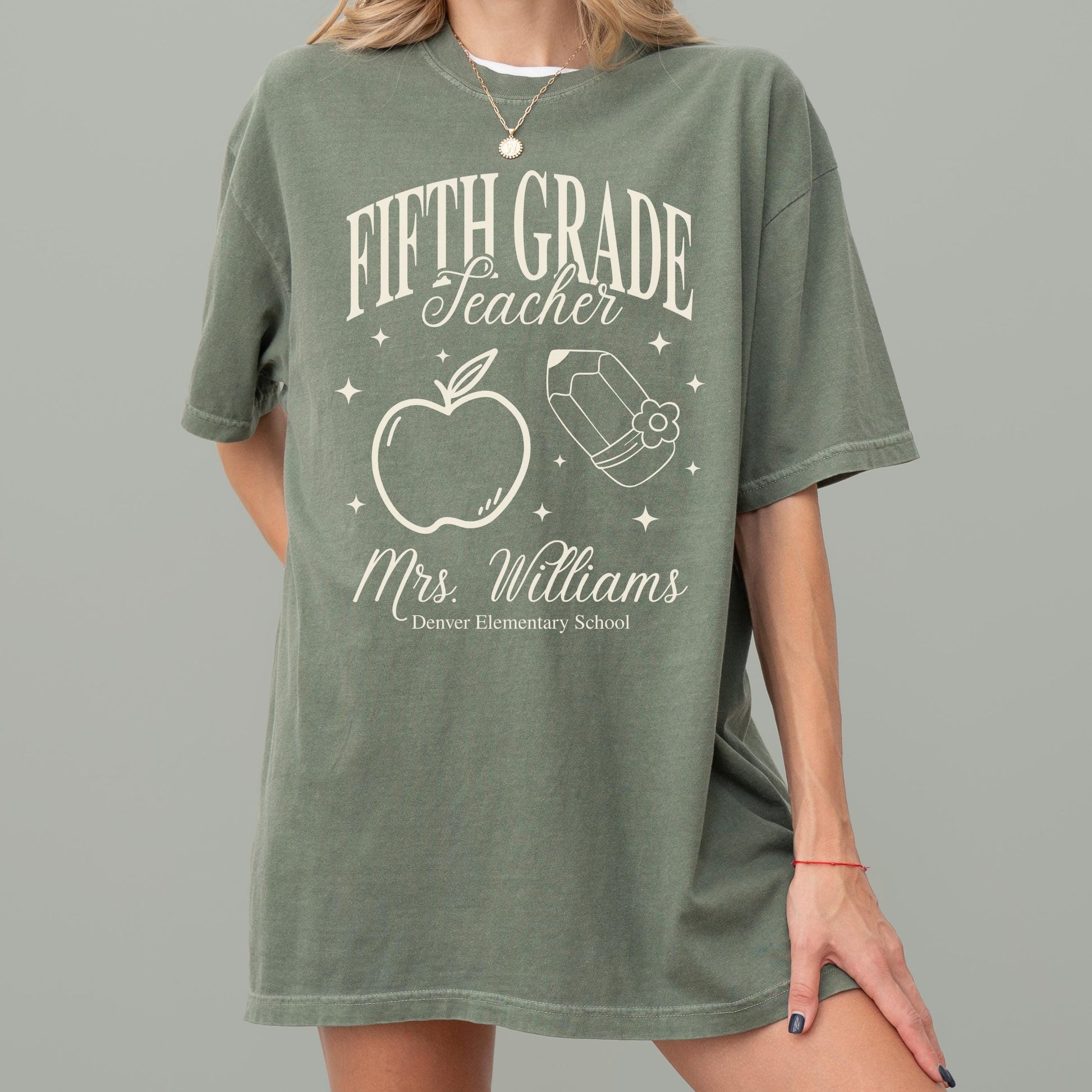 Personalized Fifth Grade Matching Teacher Shirt Idea Custom Teacher Name Grade Level Team Shirts 5th Grade Squad Tee School Name Gift Idea