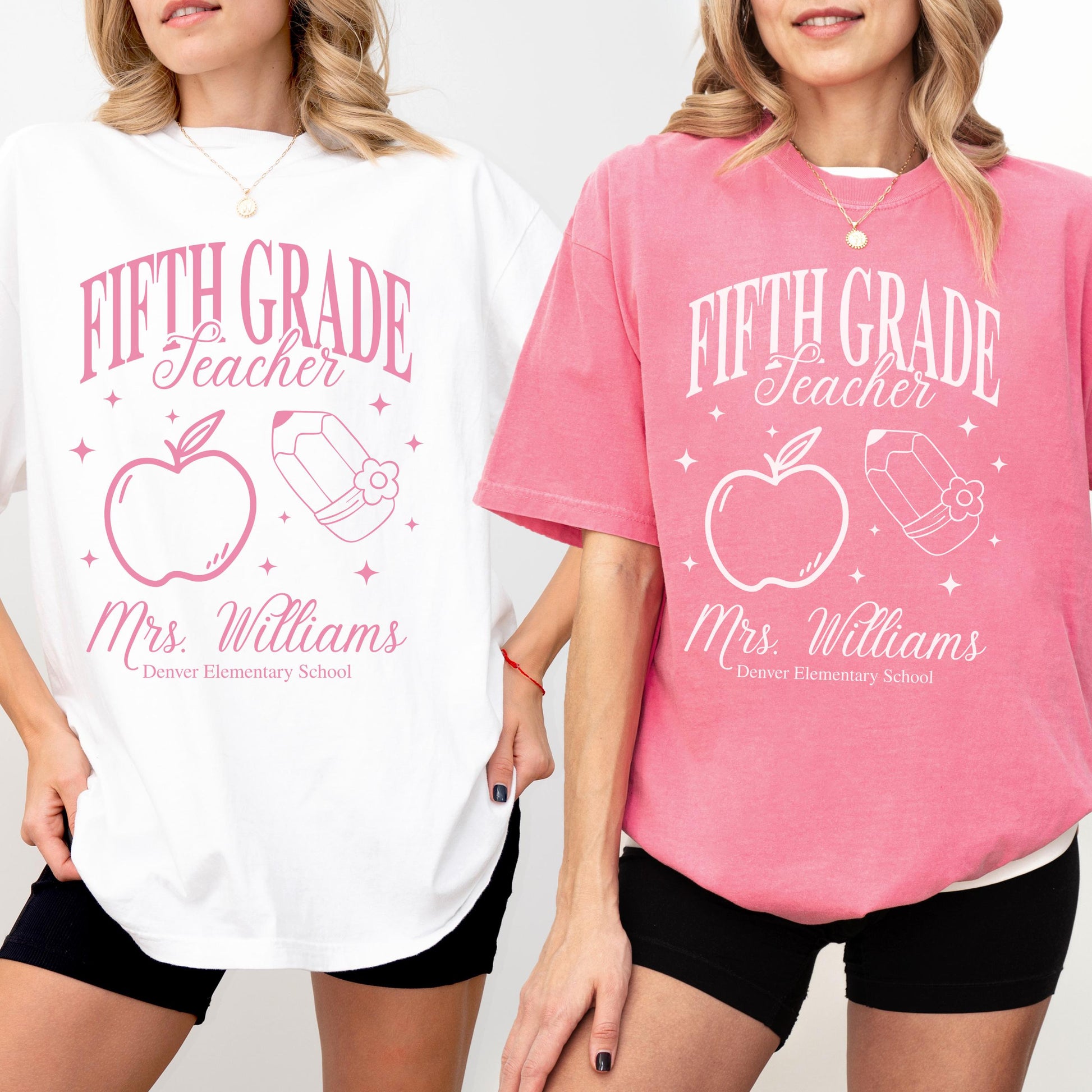 Personalized Fifth Grade Matching Teacher Shirt Idea Custom Teacher Name Grade Level Team Shirts 5th Grade Squad Tee School Name Gift Idea