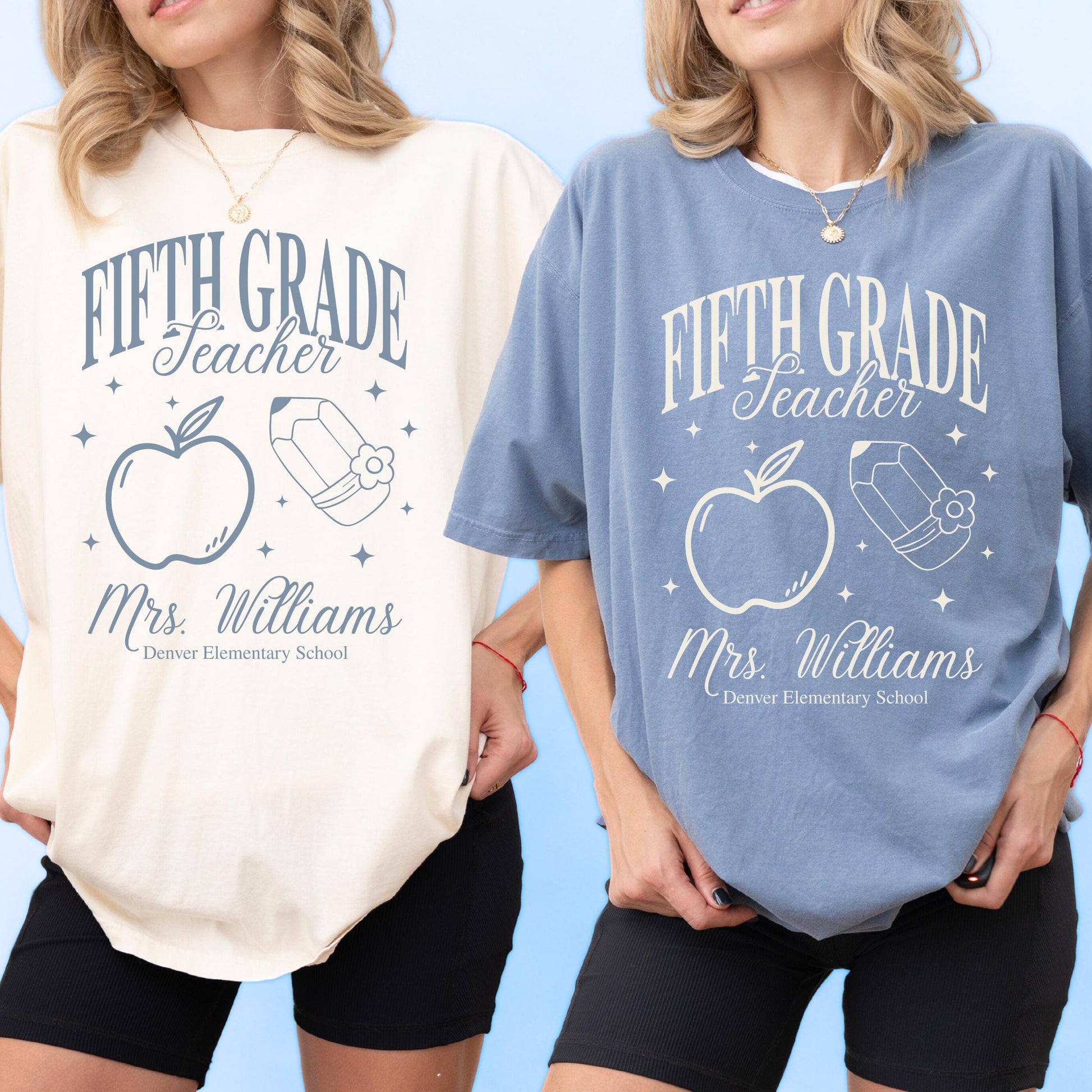 Personalized Fifth Grade Matching Teacher Shirt Idea Custom Teacher Name Grade Level Team Shirts 5th Grade Squad Tee School Name Gift Idea