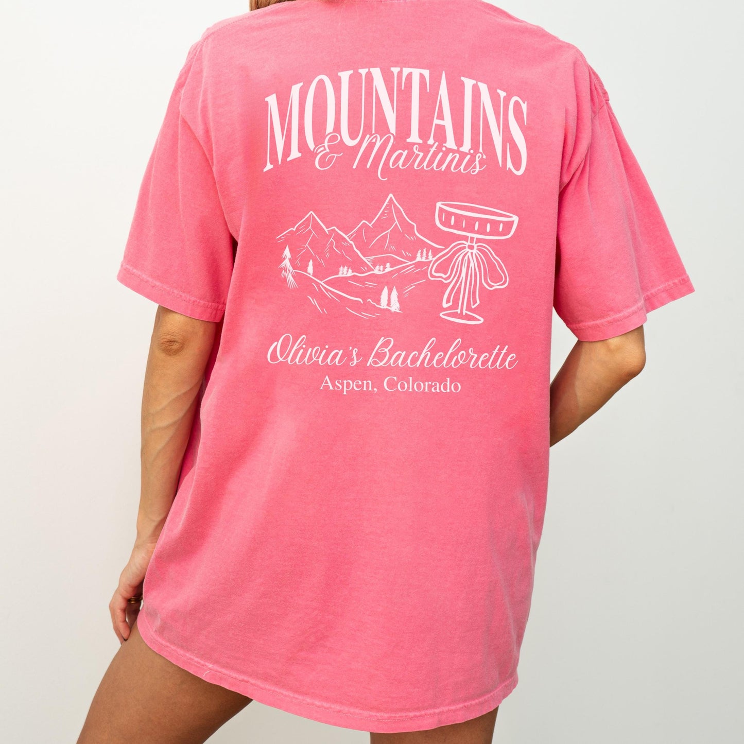 Personalized Mountain Bachelorette Trip Shirt Idea Mountains And Martinis Bachelorette Theme Tee Comfort Colors Custom Bridesmaid T Shirt