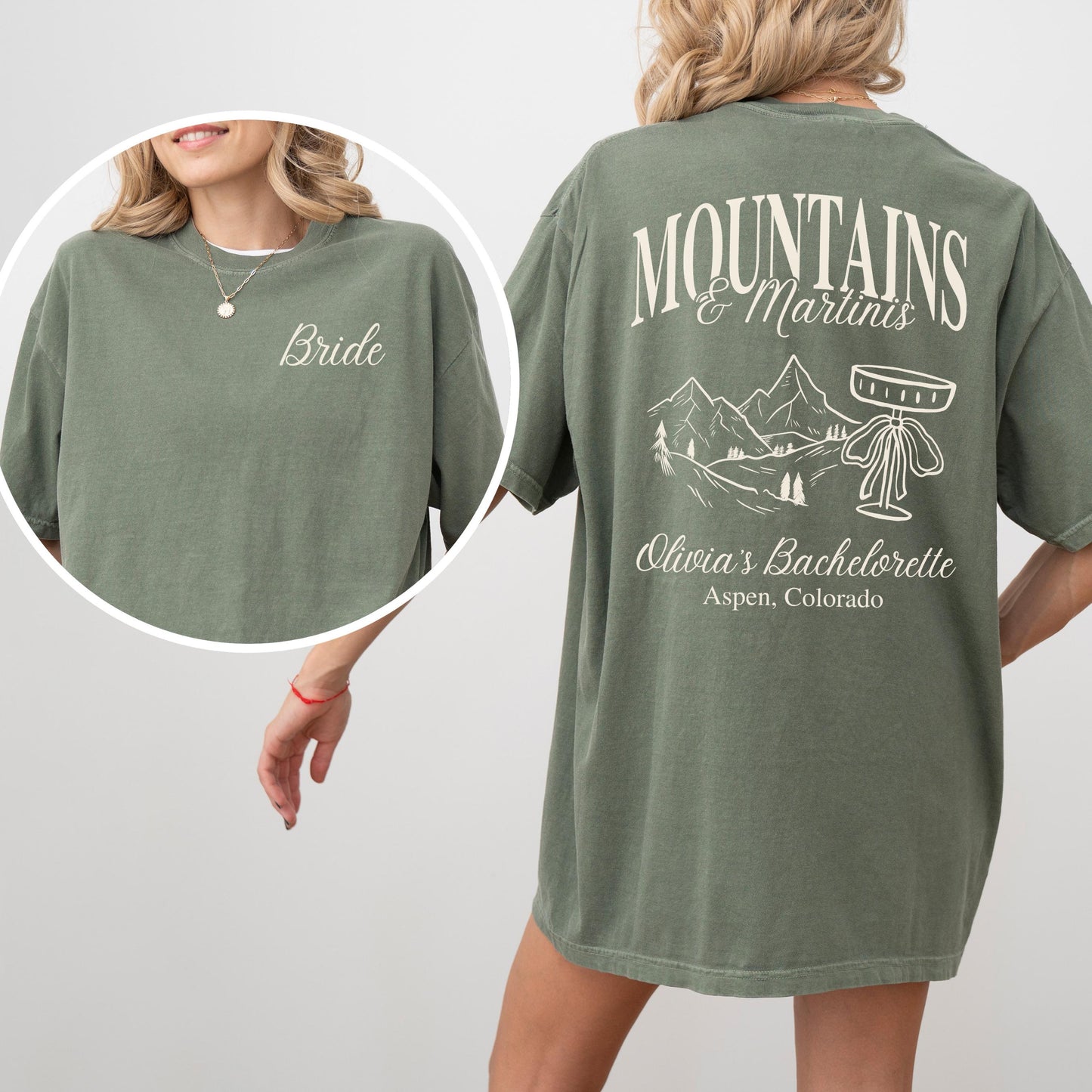 Personalized Mountain Bachelorette Trip Shirt Idea Mountains And Martinis Bachelorette Theme Tee Comfort Colors Custom Bridesmaid T Shirt