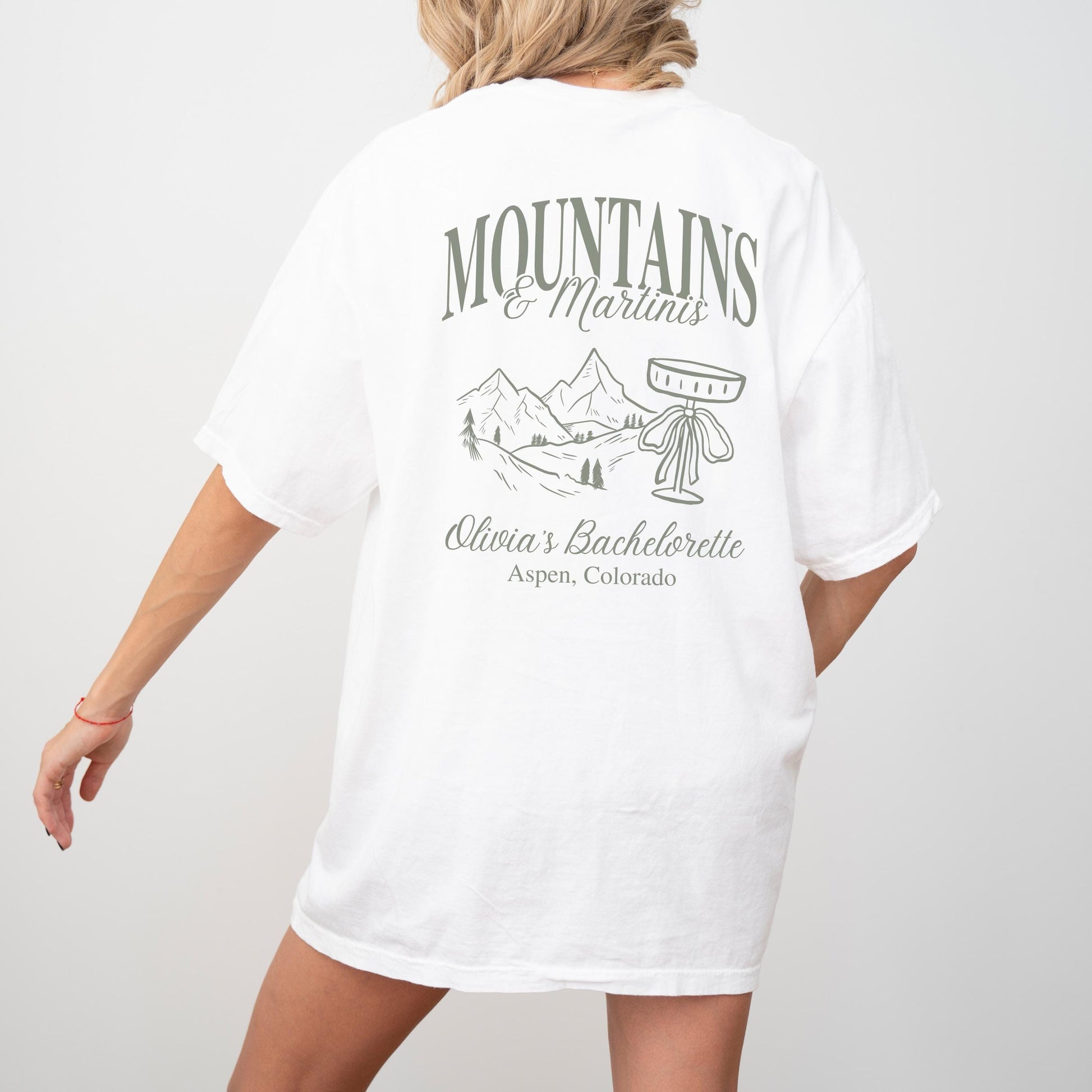 Personalized Mountain Bachelorette Trip Shirt Idea Mountains And Martinis Bachelorette Theme Tee Comfort Colors Custom Bridesmaid T Shirt