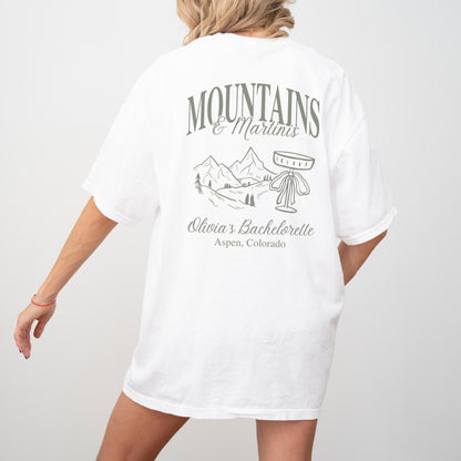 Personalized Mountain Bachelorette Trip Shirt Idea Mountains And Martinis Bachelorette Theme Tee Comfort Colors Custom Bridesmaid T Shirt