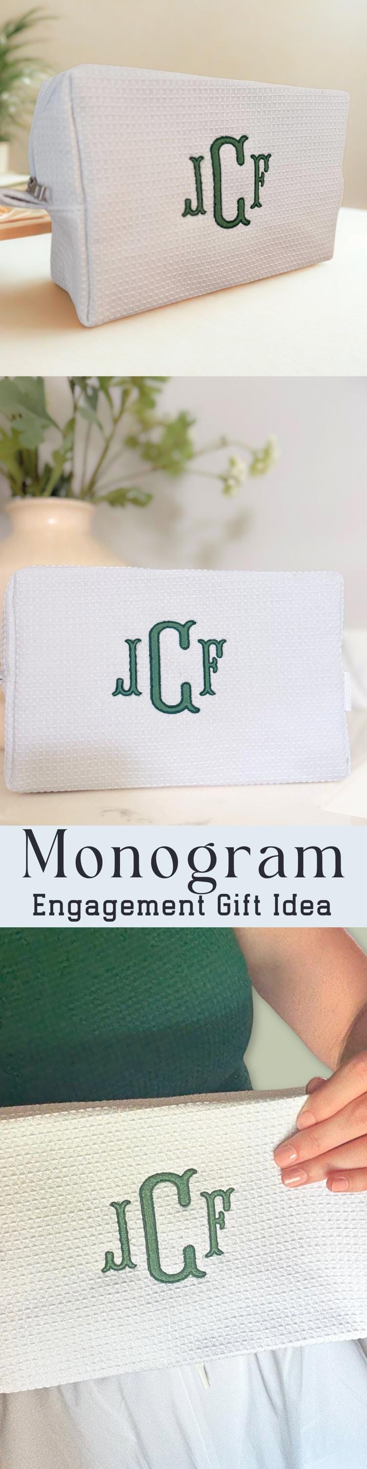 New Last Name Gift Engagement Party Personalized Monogram Makeup Bag Embroidered Cosmetic Pouch Elegant Bridesmaid Gift Future Mrs Bride