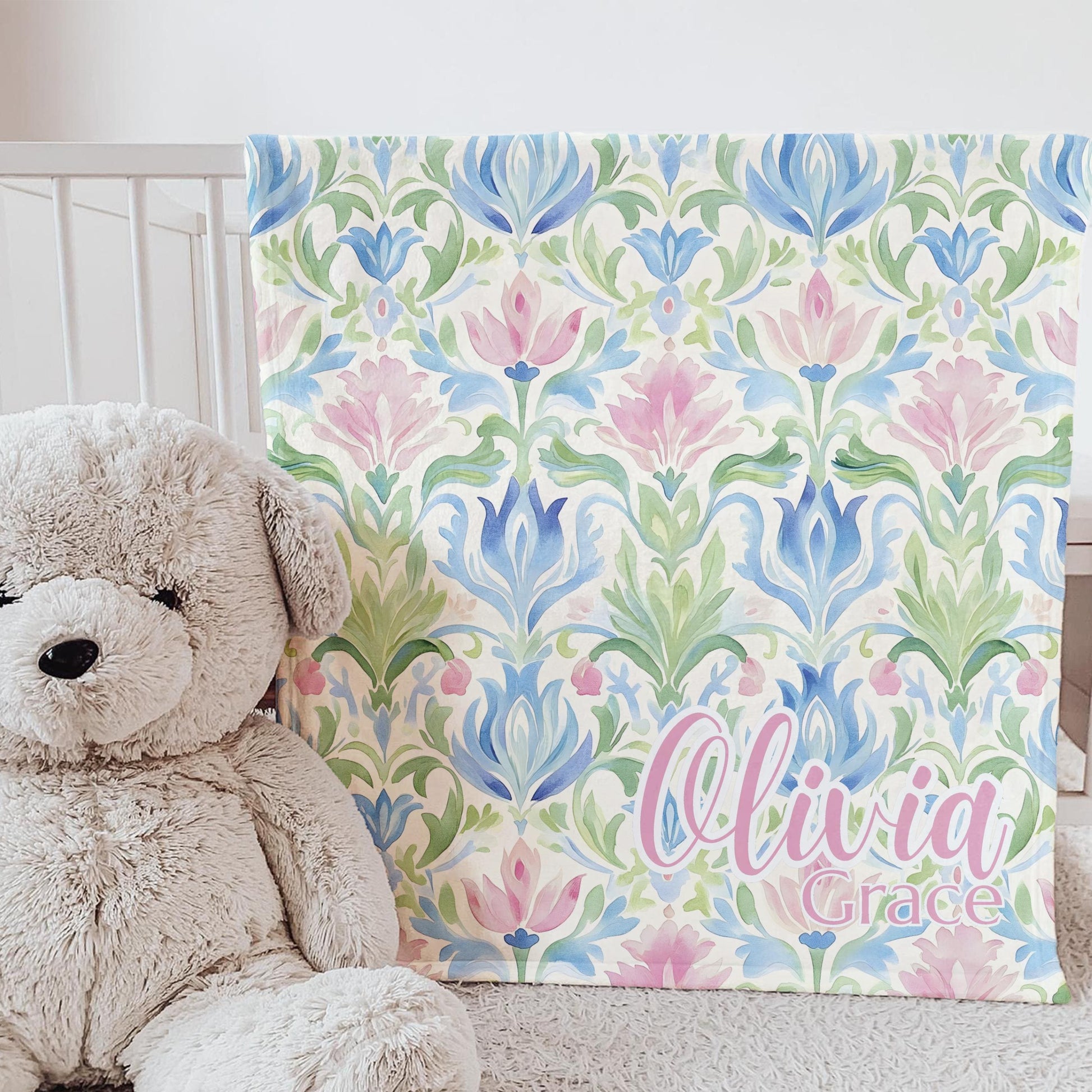 Personalized Baby Name Blanket Gift Idea Baby Shower Custom Blanket First Birthday Gift Idea Toddler Girl Room Decor Grandmillenial Baby