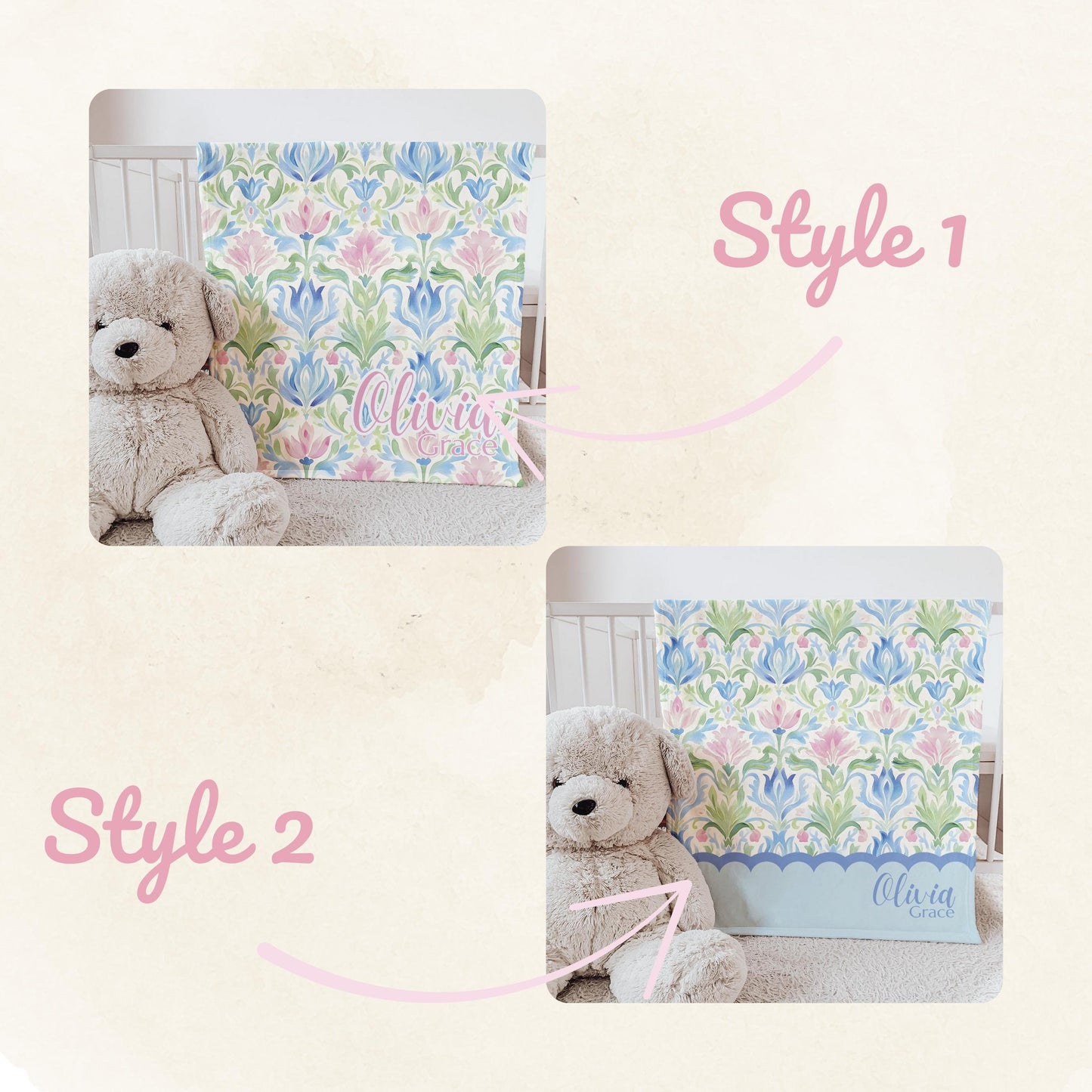 Personalized Baby Name Blanket Gift Idea Baby Shower Custom Blanket First Birthday Gift Idea Toddler Girl Room Decor Grandmillenial Baby
