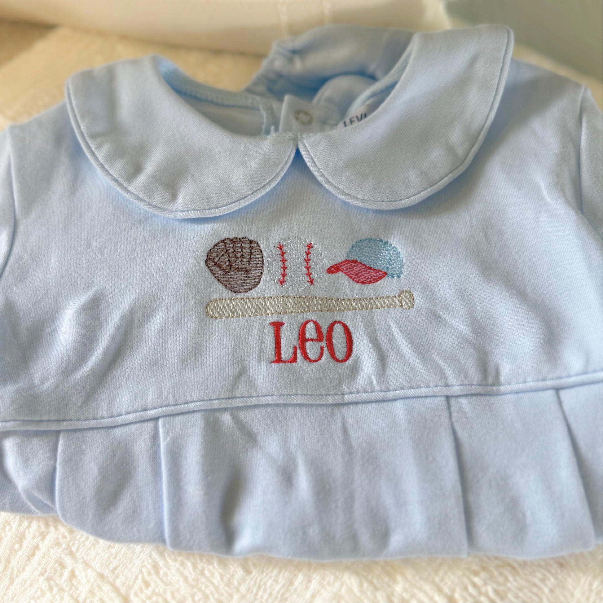 Personalized Baseball Bodysuit Baby Boy Bubble Romper With Monogram Embroidered Name Baby Outfit Game Day Shirt First Birthday Gift Keepsake
