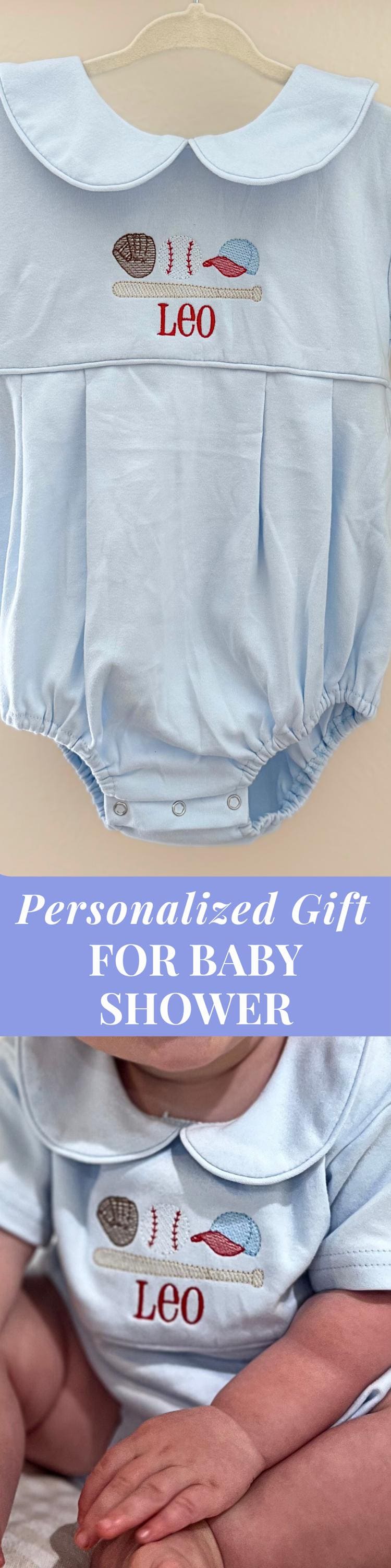Personalized Baseball Bodysuit Baby Boy Bubble Romper With Monogram Embroidered Name Baby Outfit Game Day Shirt First Birthday Gift Keepsake