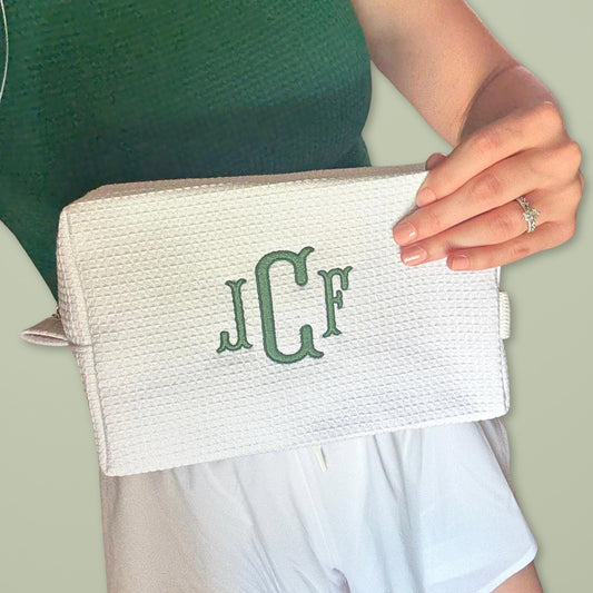 New Last Name Gift Engagement Party Personalized Monogram Makeup Bag Embroidered Cosmetic Pouch Elegant Bridesmaid Gift Future Mrs Bride