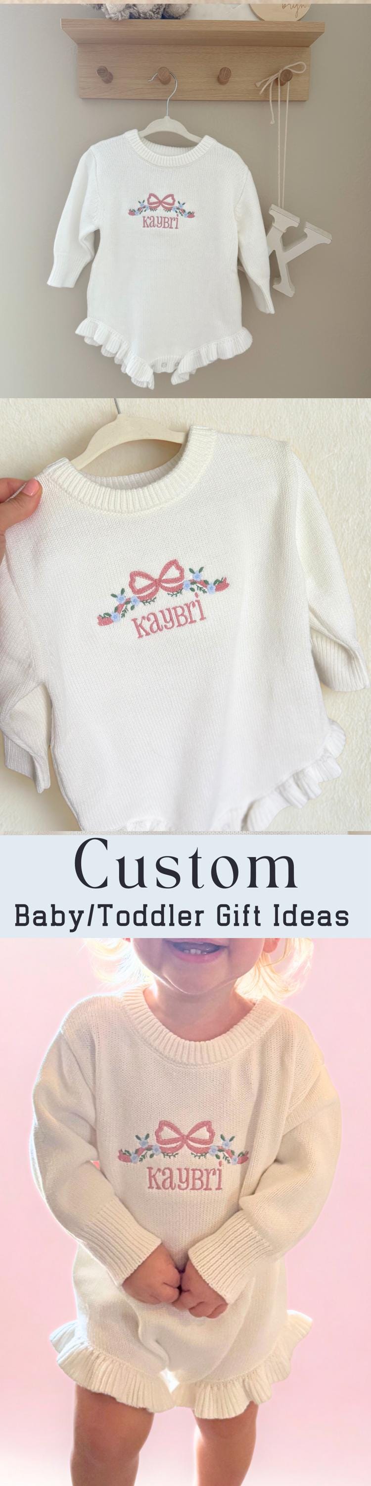 Custom Embroidered Name Shirt Personalized Sweater Baby Name Announcement Newborn Girl Gift Idea Baby Shower Present Keepsake Hospital Gift