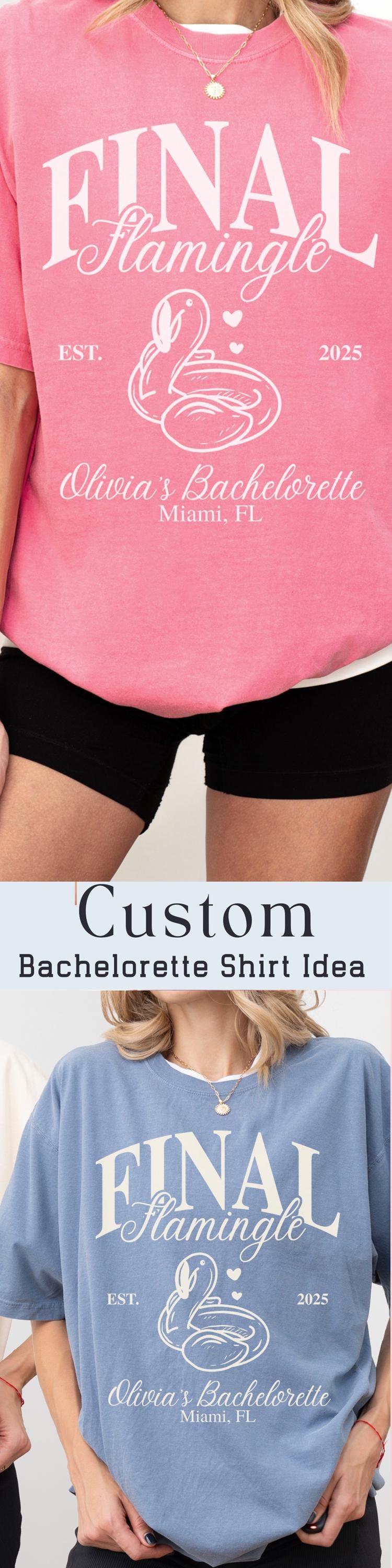 Custom Bachelorette Shirt Coastal Personalized Bach Party Tee Custom Beach T Shirt Idea Flamingo Party Theme Bride Squad Gift Bridal Party