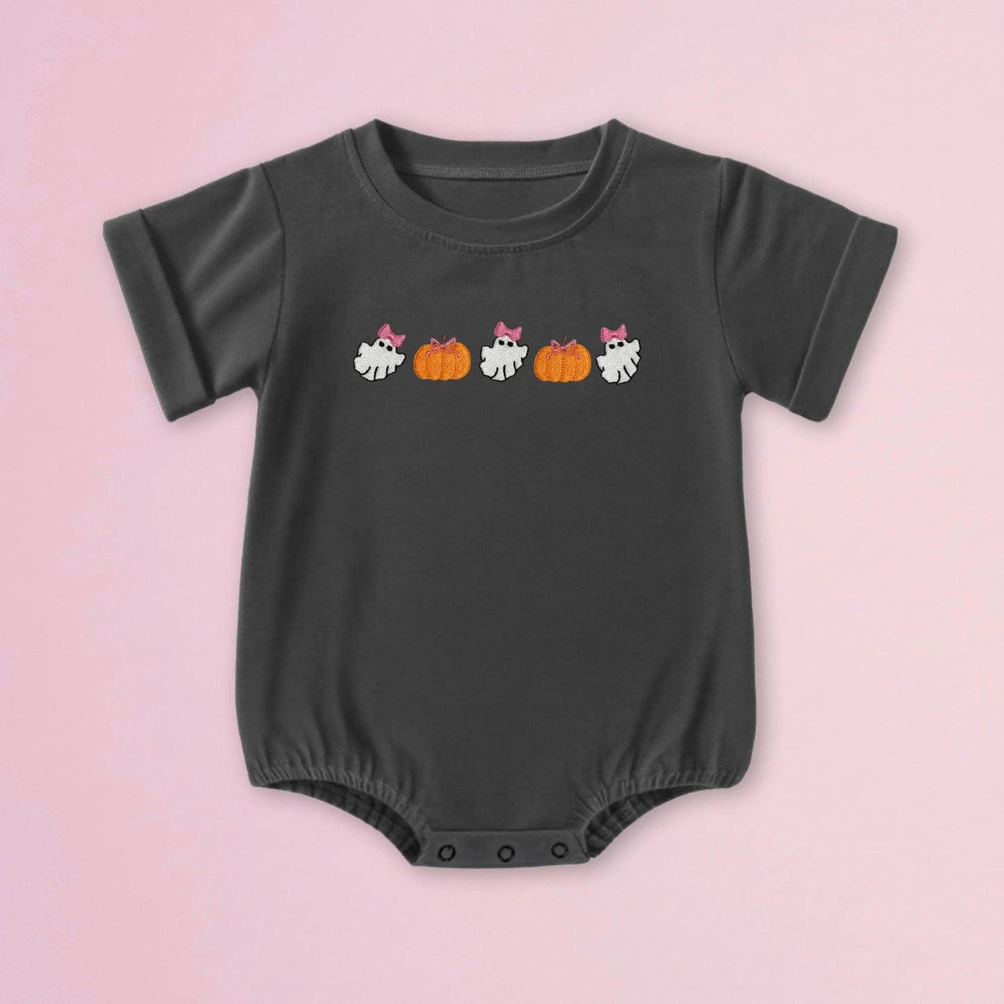Personalized Halloween Shirt For Baby Embroidered Name Romper Custom Ghost Tee Toddler Halloween Outfit Brother Sister Matching Shirt Idea