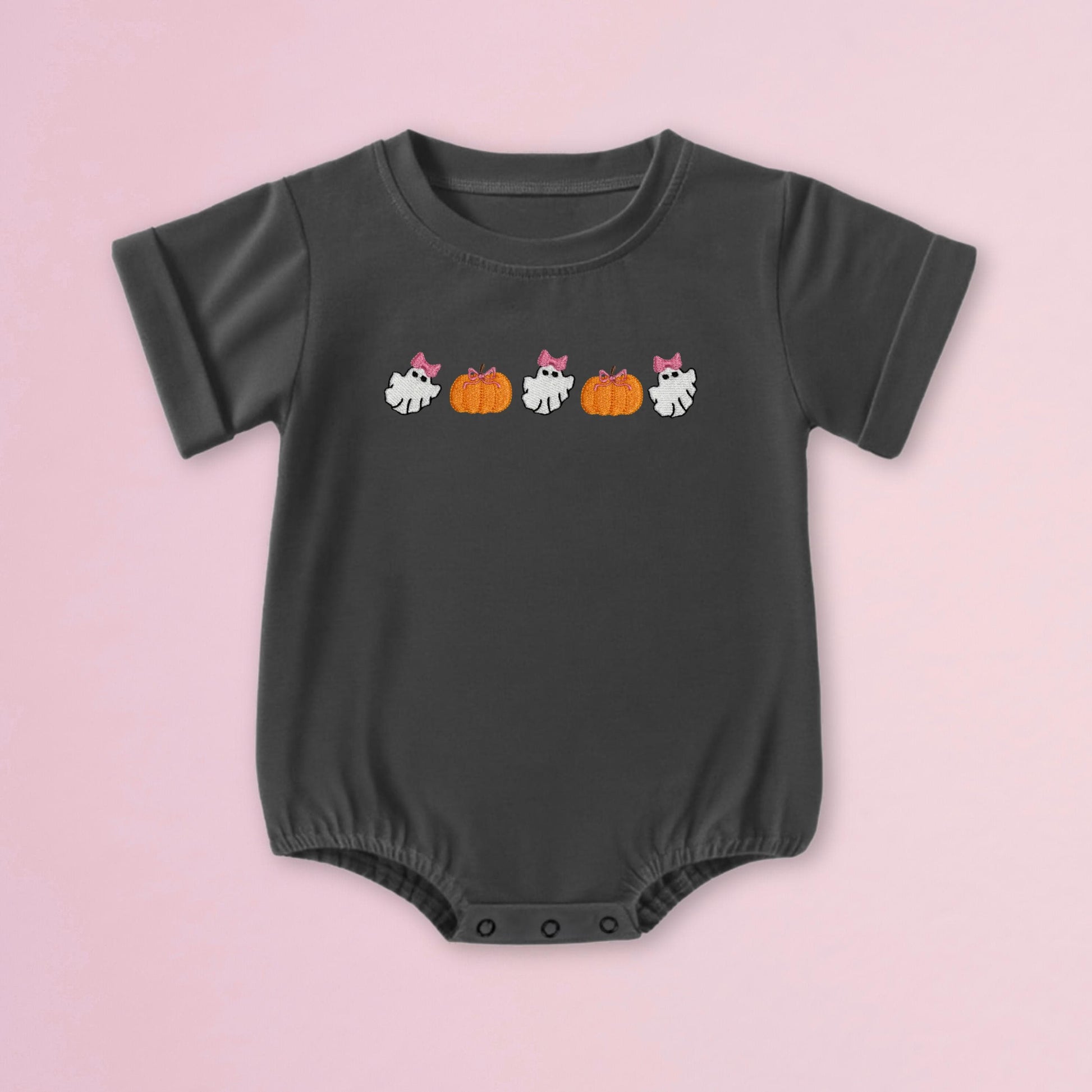 Personalized Halloween Shirt For Baby Embroidered Name Romper Custom Ghost Tee Toddler Halloween Outfit Brother Sister Matching Shirt Idea