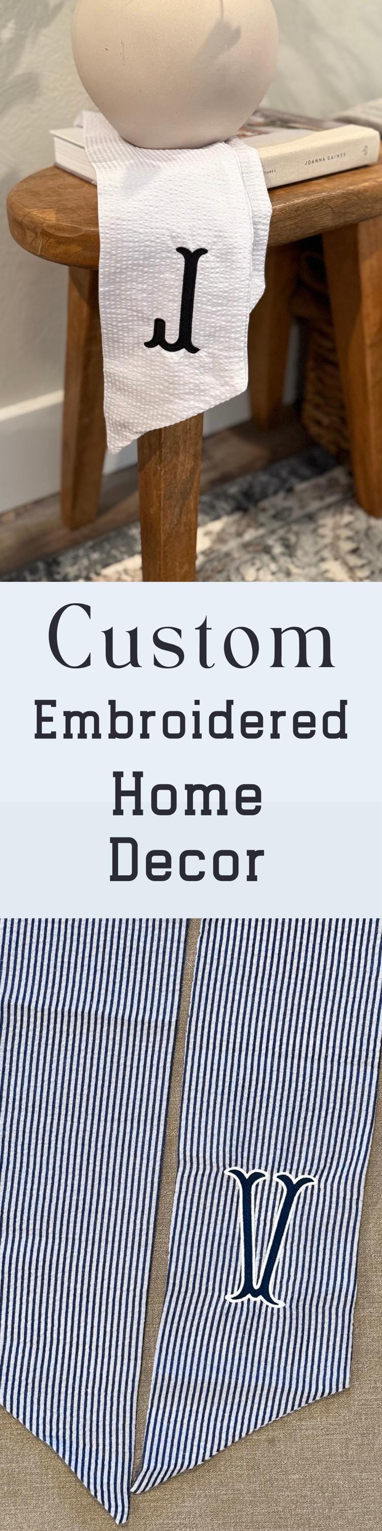 Personalized Embroidered Wreath Sash Initial New Last Name Gift Idea House Warming Party Gift Hostess Embroidery Keepsake Wreath Home Decor