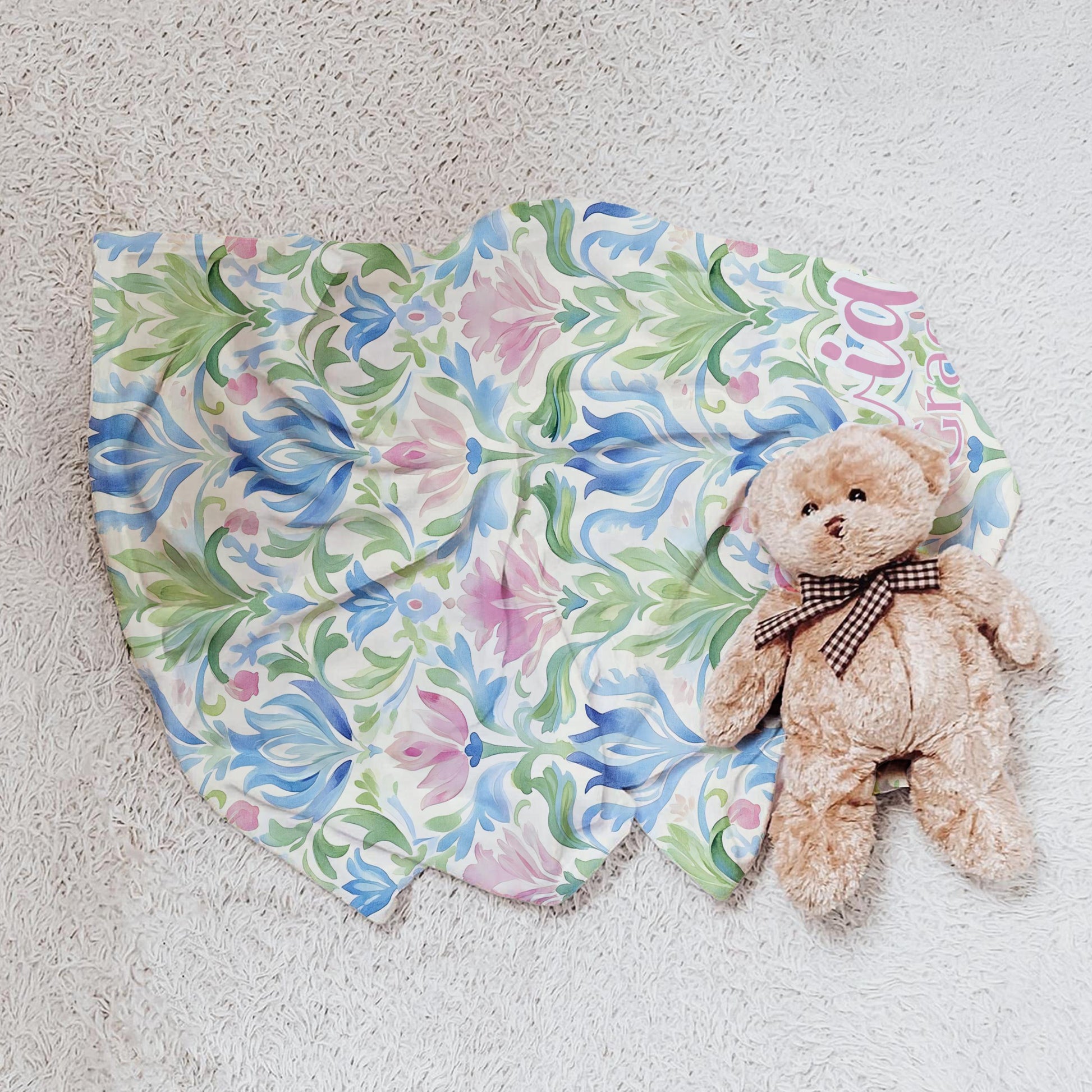 Personalized Baby Name Blanket Gift Idea Baby Shower Custom Blanket First Birthday Gift Idea Toddler Girl Room Decor Grandmillenial Baby