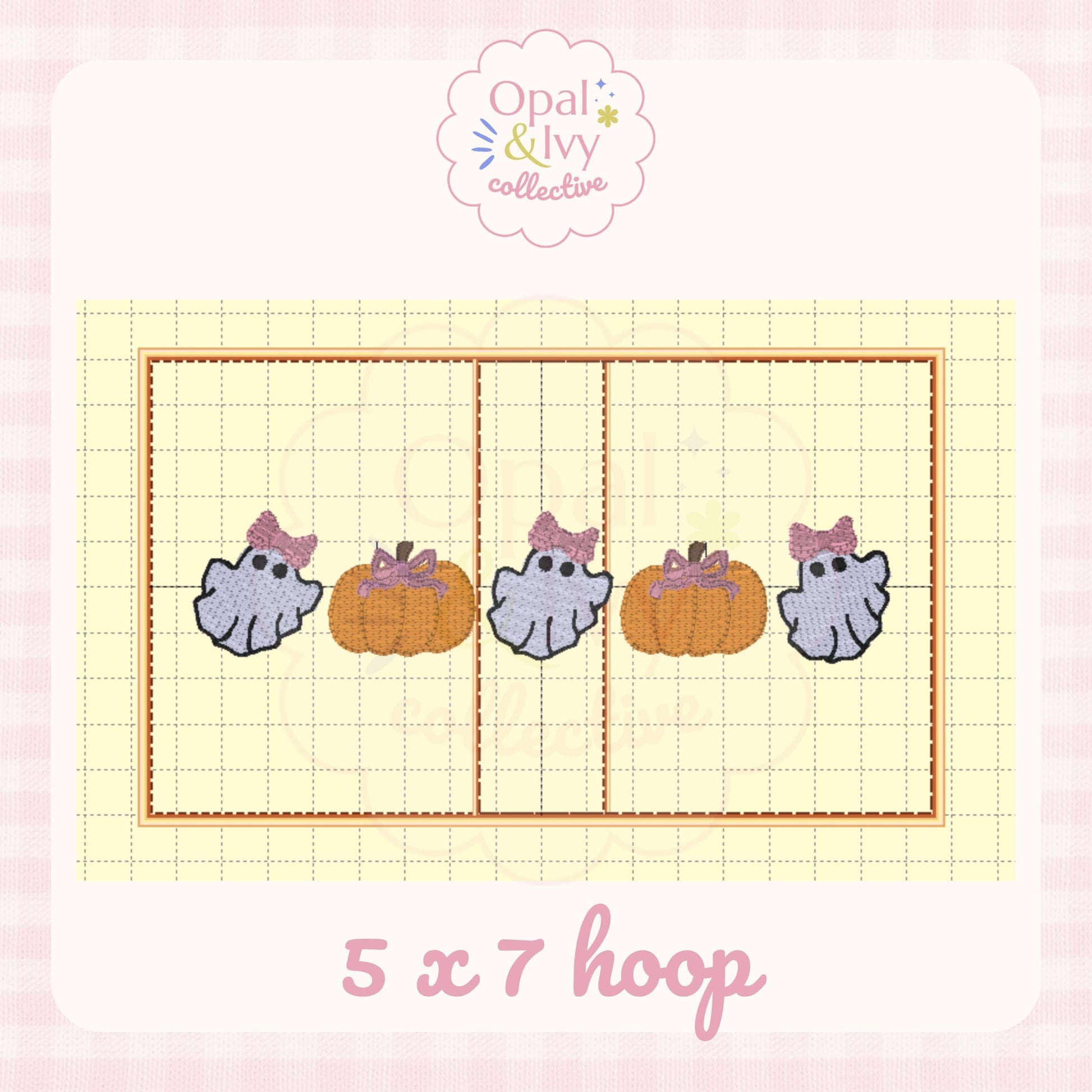 Halloween Embroidery File Digital Download Ghost Embroidery Design With Bows Pumpkin Embroidery Machine File 4x4 Design Girly Halloween 5x7