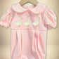 Vintage Style Baby Outfit Special Occasion Romper Embroidered Goose Pattern Traditional Birthday Wear Custom Hat Colors Classic Peter Pan Collar Beautiful Infant Apparel Pleated Bottom Design Celebration Wear Personalized Name Option