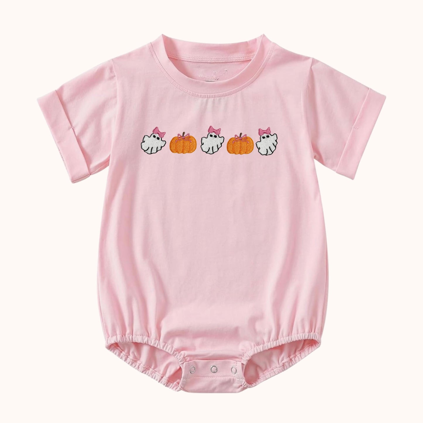 Personalized Halloween Shirt For Baby Embroidered Name Romper Custom Ghost Tee Toddler Halloween Outfit Brother Sister Matching Shirt Idea