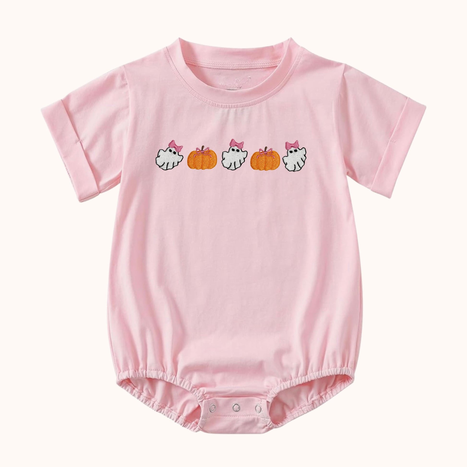 Personalized Halloween Shirt For Baby Embroidered Name Romper Custom Ghost Tee Toddler Halloween Outfit Brother Sister Matching Shirt Idea