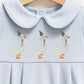 Special Occasion Romper Baby Birthday Outfit Traditional Style Clothing Embroidered Goose Pattern Custom Birthday Hat Design Classic Peter Pan Collar Pleated Bottom Details Infant Celebration Wear Beautiful Customizable Features Vintage