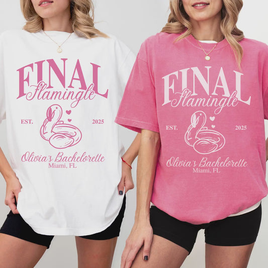 Custom Bachelorette Shirt Coastal Personalized Bach Party Tee Custom Beach T Shirt Idea Flamingo Party Theme Bride Squad Gift Bridal Party