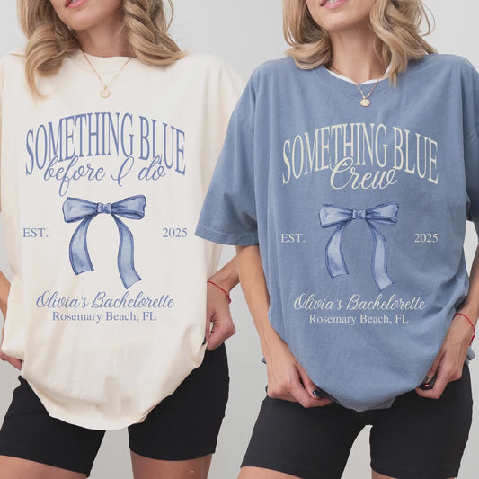 Personalized Something Blue Before I Do Bachelorette Shirts Custom Blue Bachelorette Party Matching Tee Comfort Colors Bow Themed Bach Idea