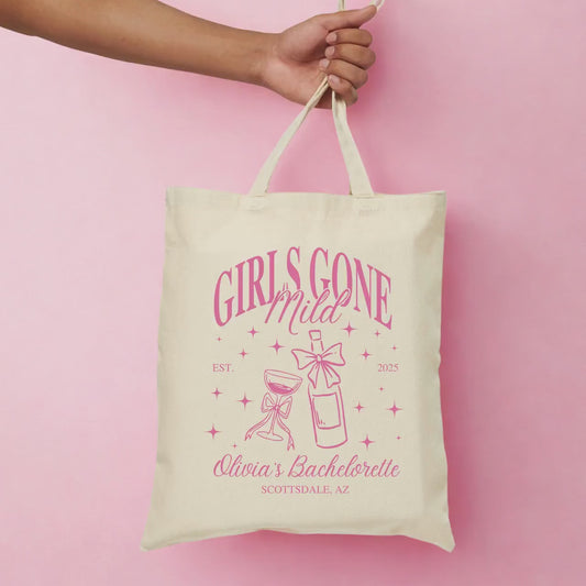 Personalized Girls Gone Mild Tote Bag Bachelorette Party Gift Idea For Bridesmaid Girls Trip Tote For Bachelorette Weekend Bag Chill Theme