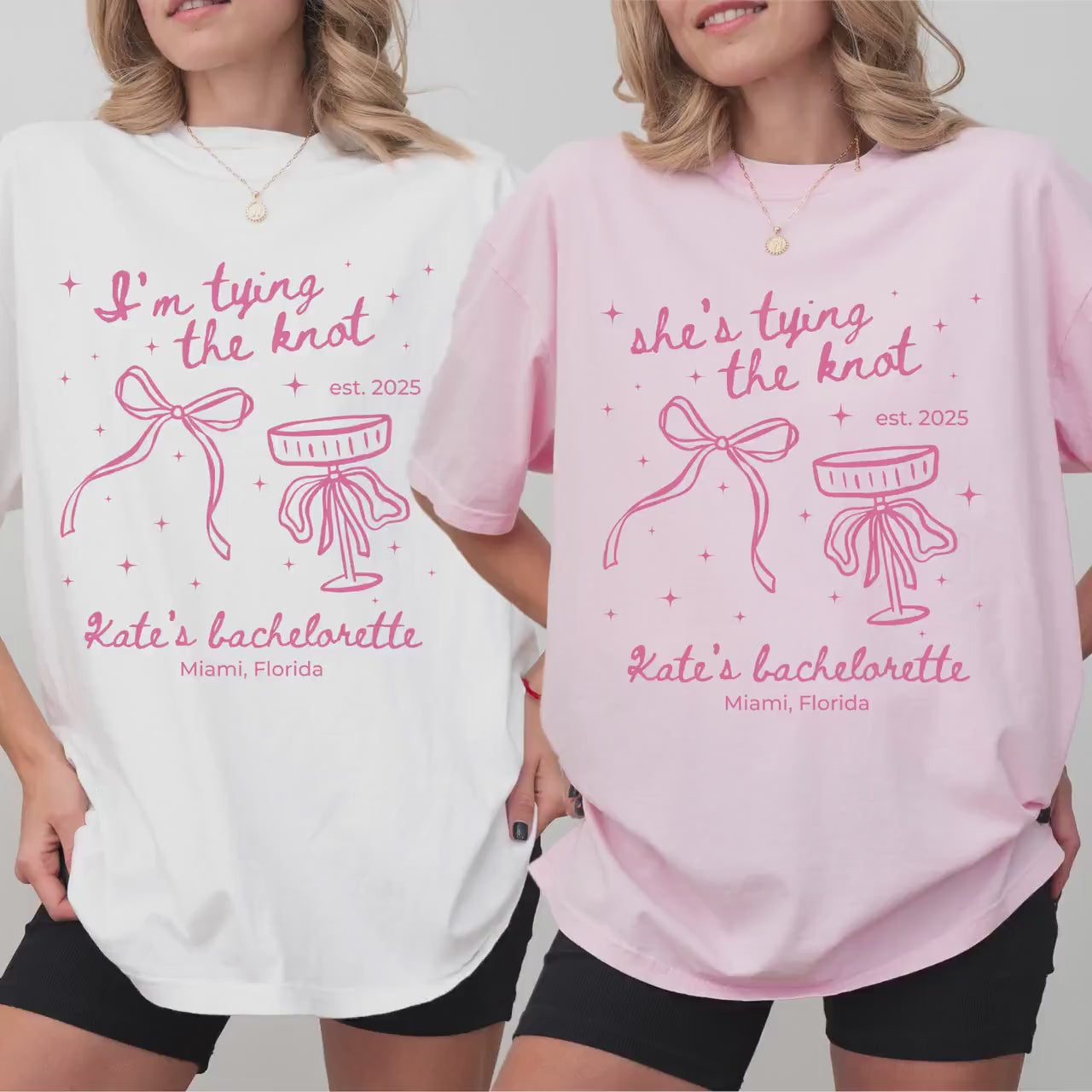 Personalized Bow Themed Bachelorette Shirt Idea Custom Bridal Party Shirts With Bow Group T Shirt Comfort Colors Tying The Knot Theme Idea