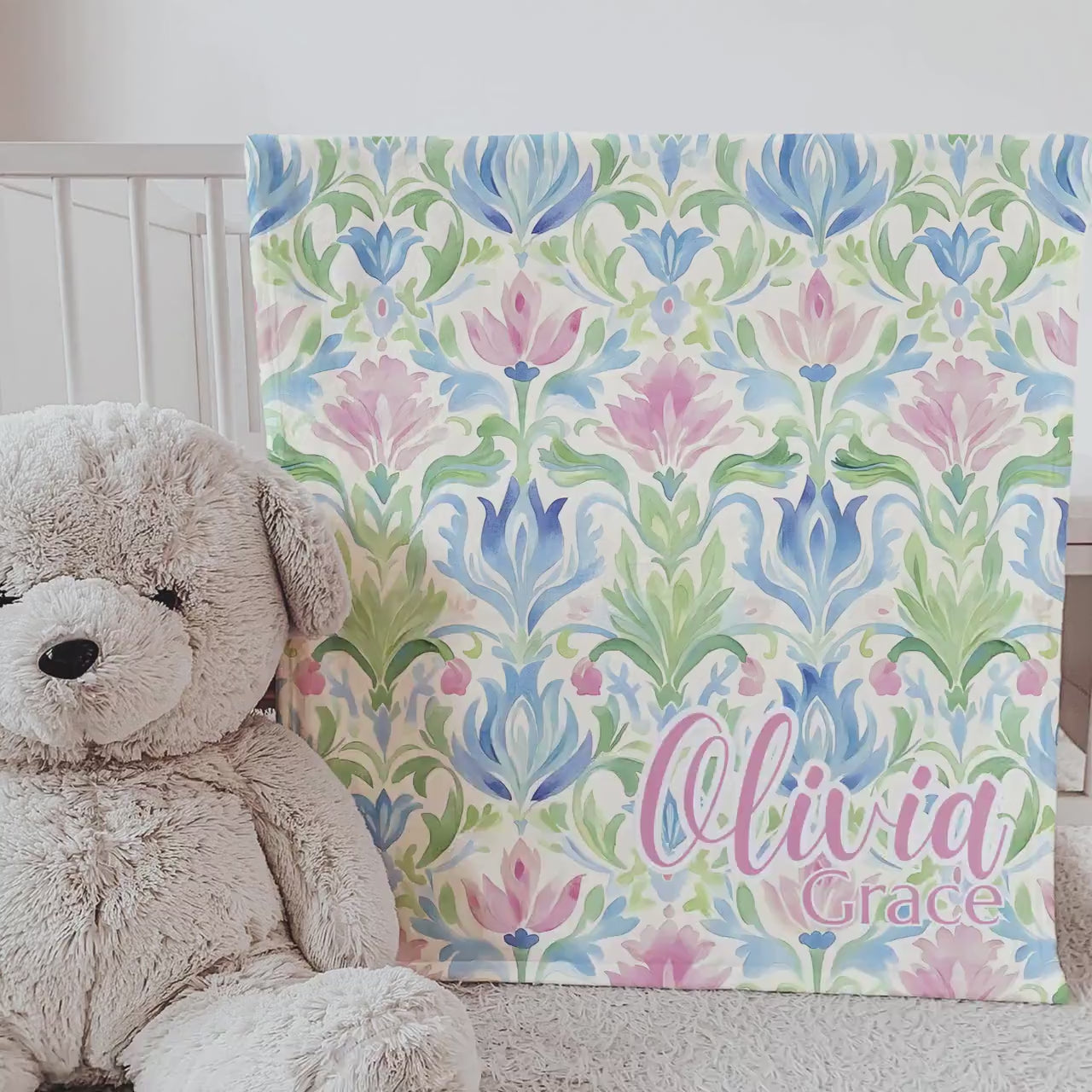 Personalized Baby Name Blanket Gift Idea Baby Shower Custom Blanket First Birthday Gift Idea Toddler Girl Room Decor Grandmillenial Baby