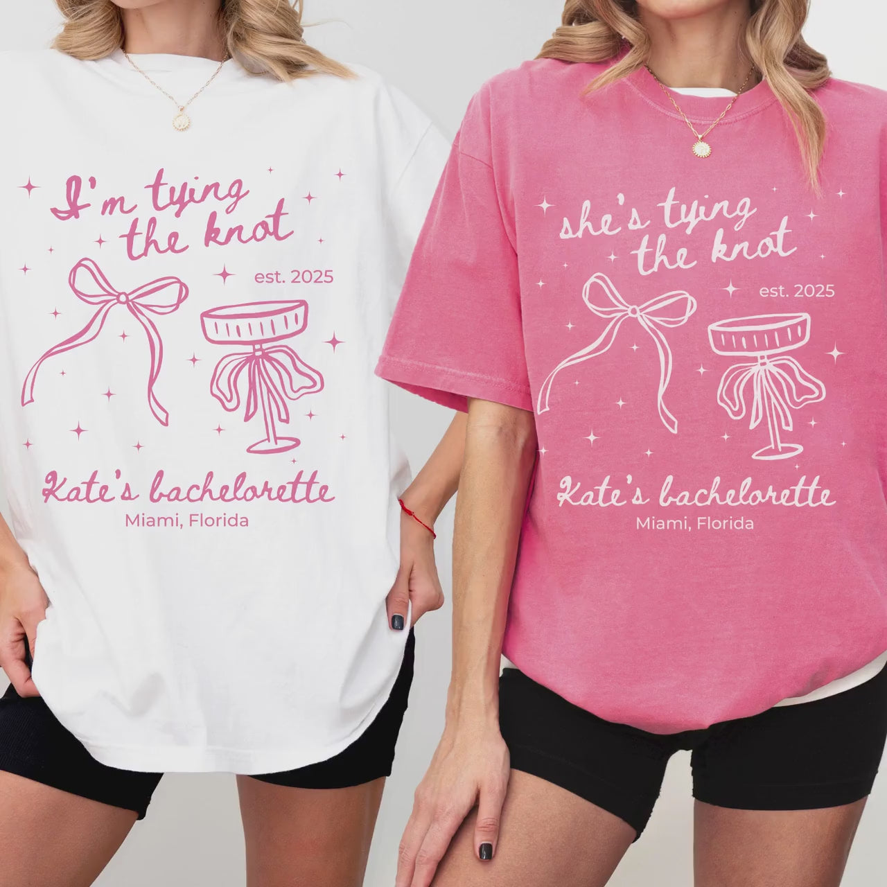 Personalized Tying The Knot Shirt Custom Bow Bachelorette Tee Comfort Colors Bride Squad T Shirt Bridesmaid Matching Girls Trip Apparel Idea