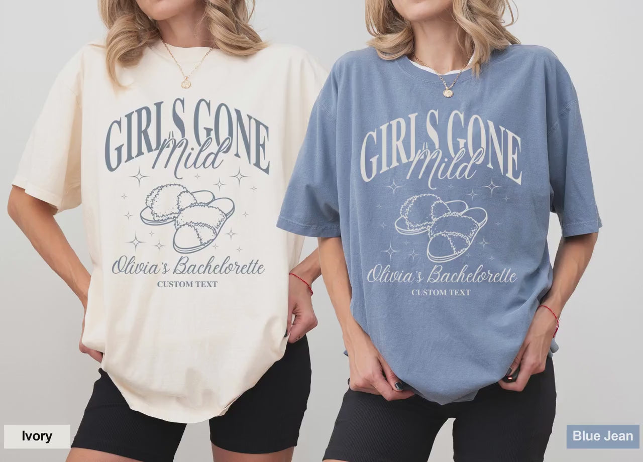 Girls Gone Mild Bachelorette Party Shirts Spa Bachlorette Custom Shirts Slumber Party Bach Tee Comfort Colors Oversized Tee For Bachelorette