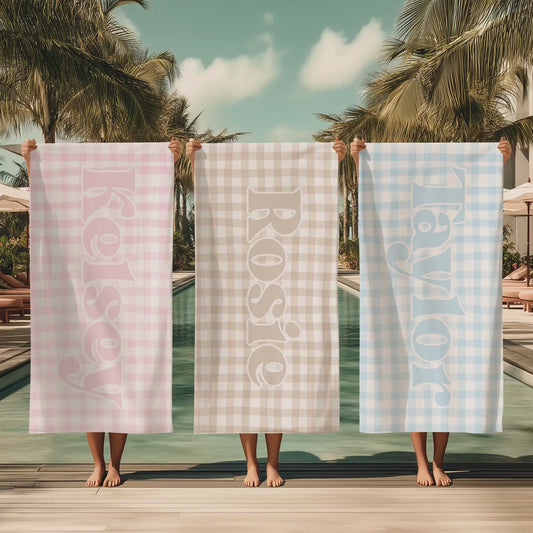 Personalized Kids Beach Towel With Name Custom Pool Towel Birthday Gift Idea For Children Vacation Matching Towel Toddler Beach Towel Custom