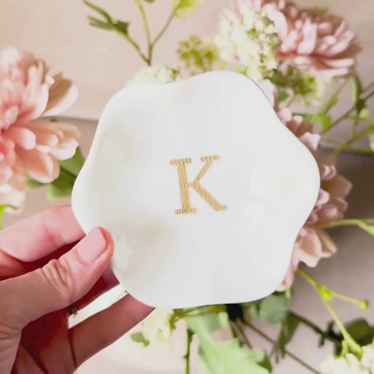 Personalized Jewelry Dish Monogrammed Initial Engraved Ring Holder Dish Custom Name Trinket Tray Scalloped Jewelry Holder Teenager Gift Idea