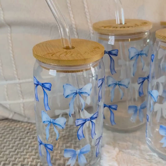 Personalized Something Blue Bridesmaid Glass Engraved Lid Personalized Wedding Party Sipper Glass Bridesmaid Gift with Name Custom Drinkware
