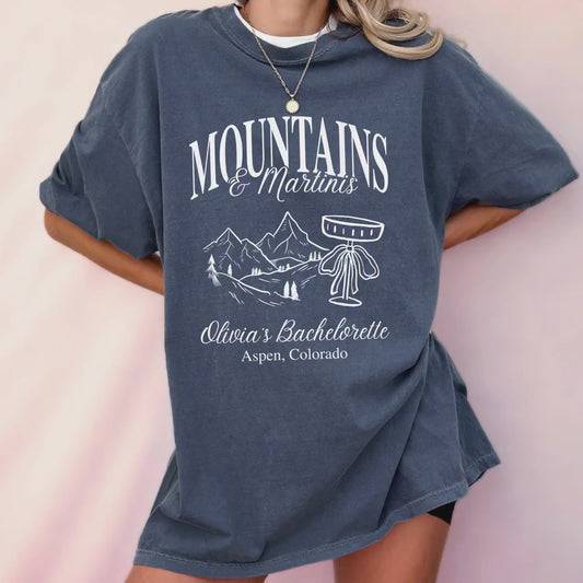 Custom Mountain Bachelorette Party Shirt Matching Cabin Crew Bridal Party Tee Mountains And Martinis Group Shirts Bachelorette Trip Mountain